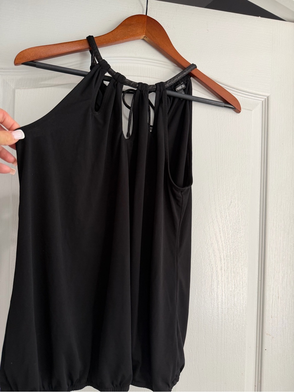 Express Black cutout Halter Tie Top